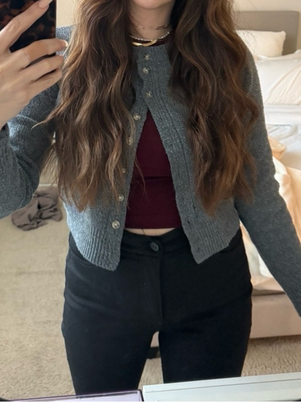 Gray cardigan wool